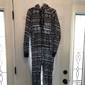 Pink pajama onesie with hood